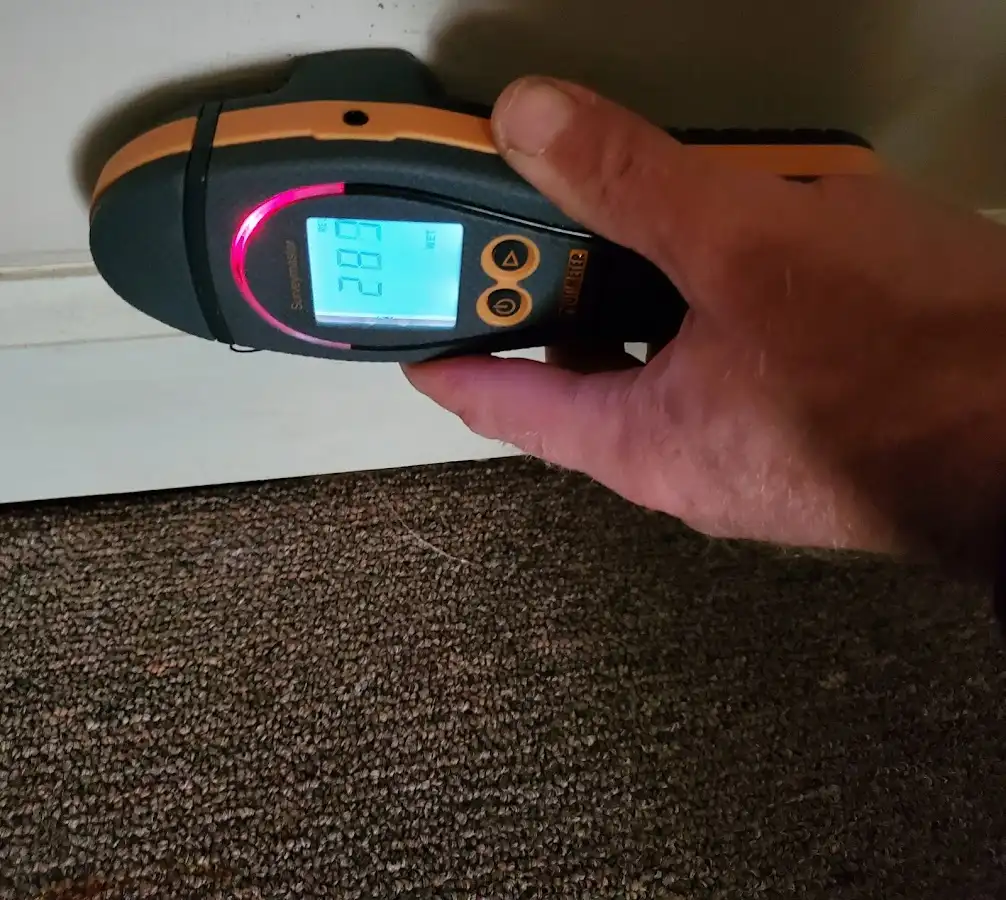 Moisture detection at baseboard during Storm Damage Restoration in Culpeper